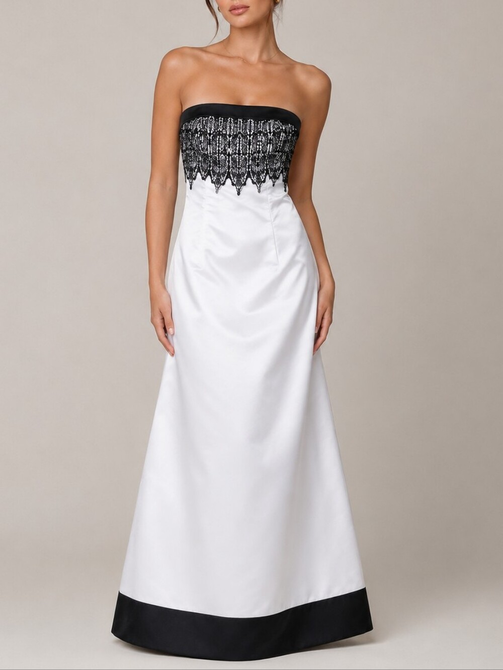 Jessica McClintock Vintage Y2K White Satin Strapless Gown Lace Size 6 Whimsigoth